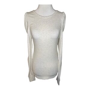 Splendid Ribbed Knit Top Puff Shoulder Long Sleeve Sparkle Casual Top Size Small